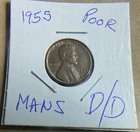 1955P Lincoln Wheat Penny Poor Man's Double Die Actual Coin Pics fine