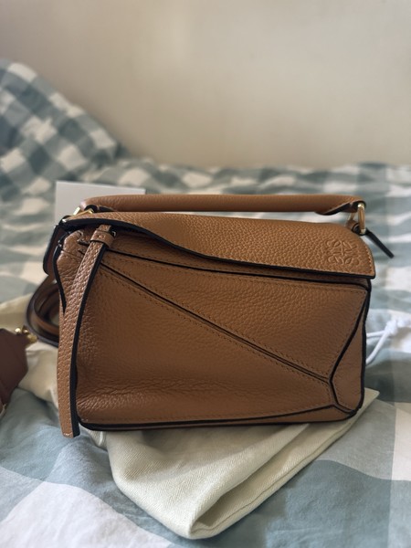 Loewe Mini Puzzle Bag With Gold Hardware And Anagram Logo Strap