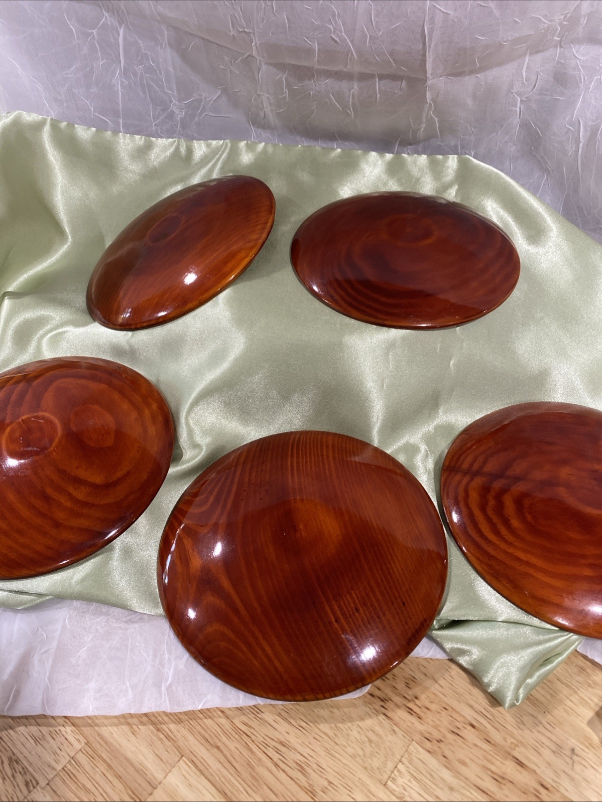 Vintage Set Of Five Japanese Shunkei - Nuri Inspired WoodAppetizer/ Snack Plates