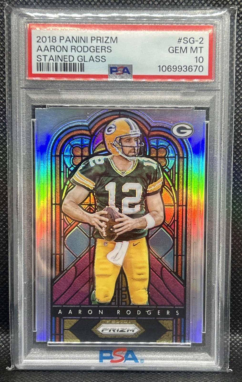 2018 Panini Prizm Aaron Rodgers Stained Glass PSA 10 Gem Mint #SG-2 CASE HIT SSP