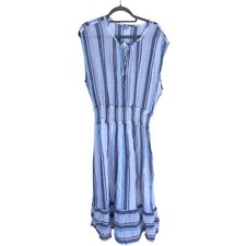 Rails Ashlyn Agean Blue Strip Midi Dress, Size Large