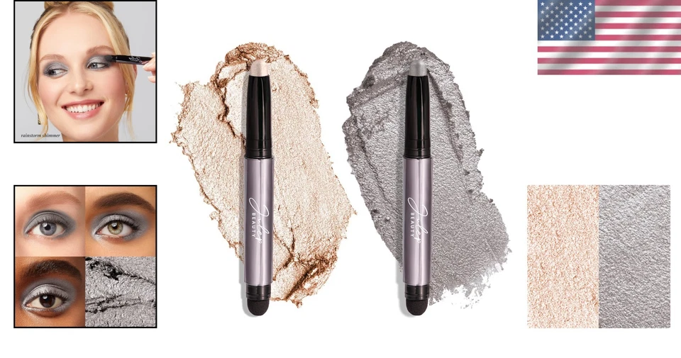 Highly Pigmented Eyeshadow Stick Duo - Effortless Rainstorm & Pearl Shimmer - Image 2 of 4