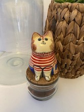 Joan De Bethel Rye Style Pottery Sailor Cat, 10 cm handmade Handpainted 