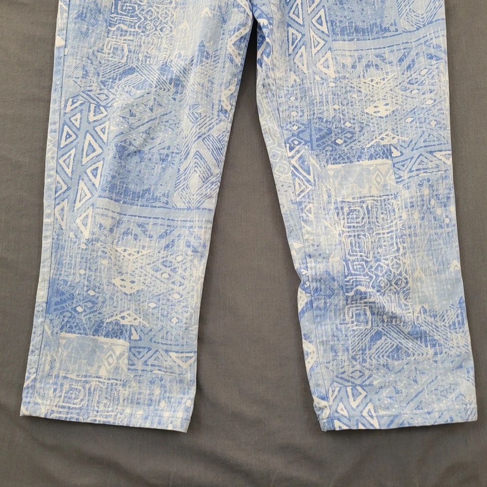 Hearts Of Palm Pants Womens Size 6 Cropped Mid Rise Tapered Zip Geometric Blue * - Image 3 of 4