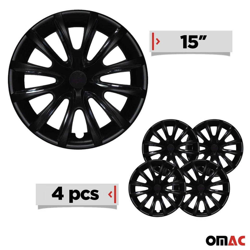 15" Wheel Covers Hubcaps for Nissan Black Matt Matte - Image 3 of 4