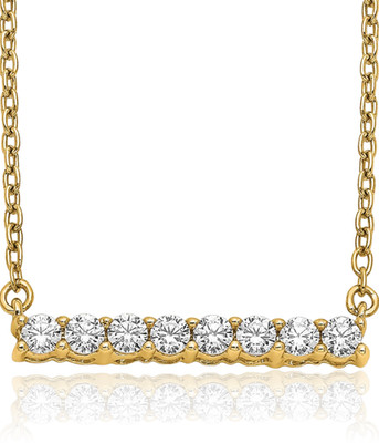 14K massives Gelbgold 0,32 ct Diamant kleiner Stab Anhänger Halskette 18mm 3/4 Zoll