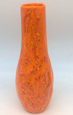 MCM Orange Lava Glaze Ceramic 11  Tall Vintage Pottery Vase Marked “Greek” Delta