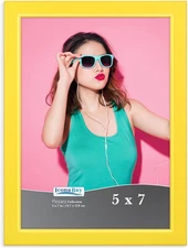 Icona Bay 5x7 Picture Frames (Yellow, 3 Pack), Colored Solid Wood Scandinavian