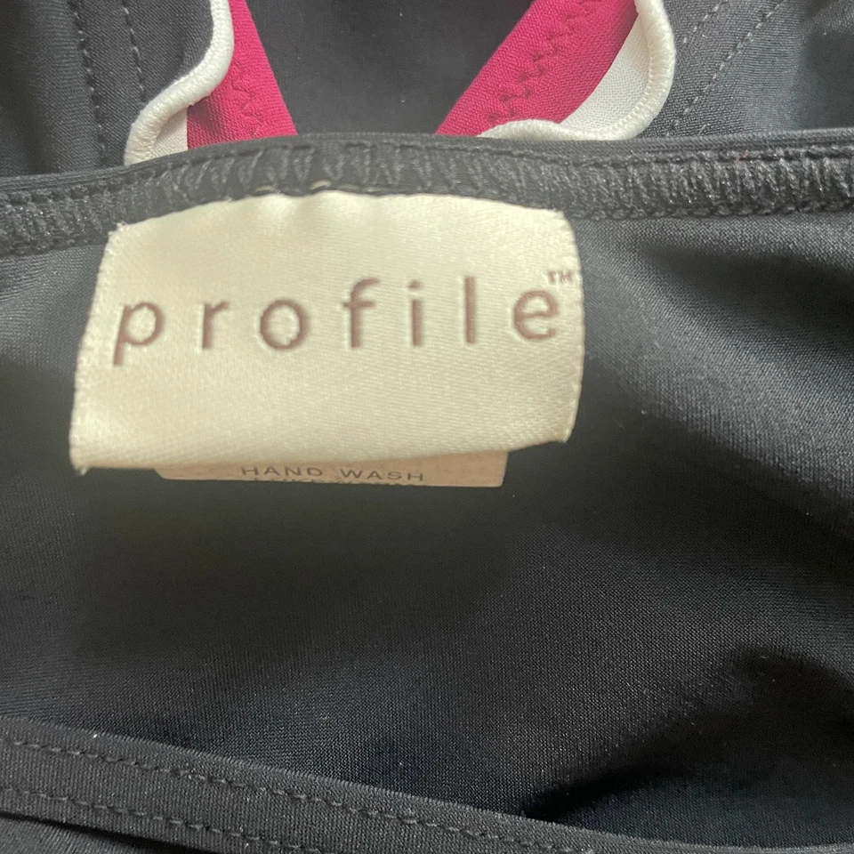 Traje de baño Profile Tankini para mujer pequeño negro rosa halter con volantes parte superior inferior + falda Foto 4 de 4