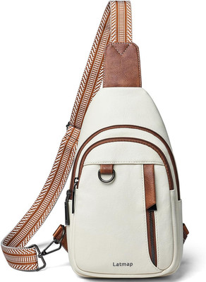 LATMAP 7L Sling Bag for Women Men Leather Small Sling Backpack Daypack anti Thef