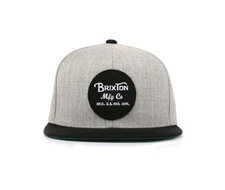 New! Men's Brixton Wheeler Snapback Hat- Light Heather Gray/Black On Size 