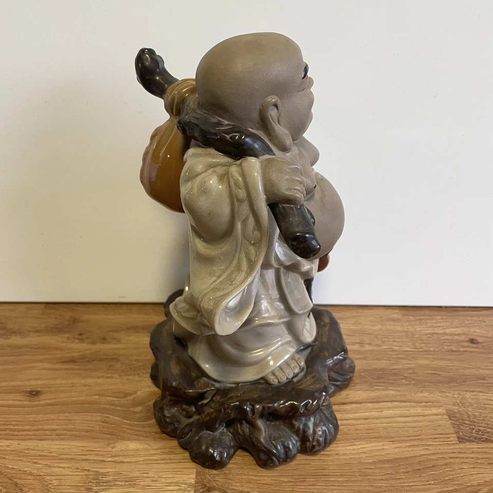 Vintage Chinese Mudman Smiling Buddha, Large Clay Figurine Statue - Image 2 of 4