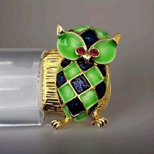 Owl Magnifying Glass Lucite Stick Reading Magnifier Green Blue Gold Tone Metal