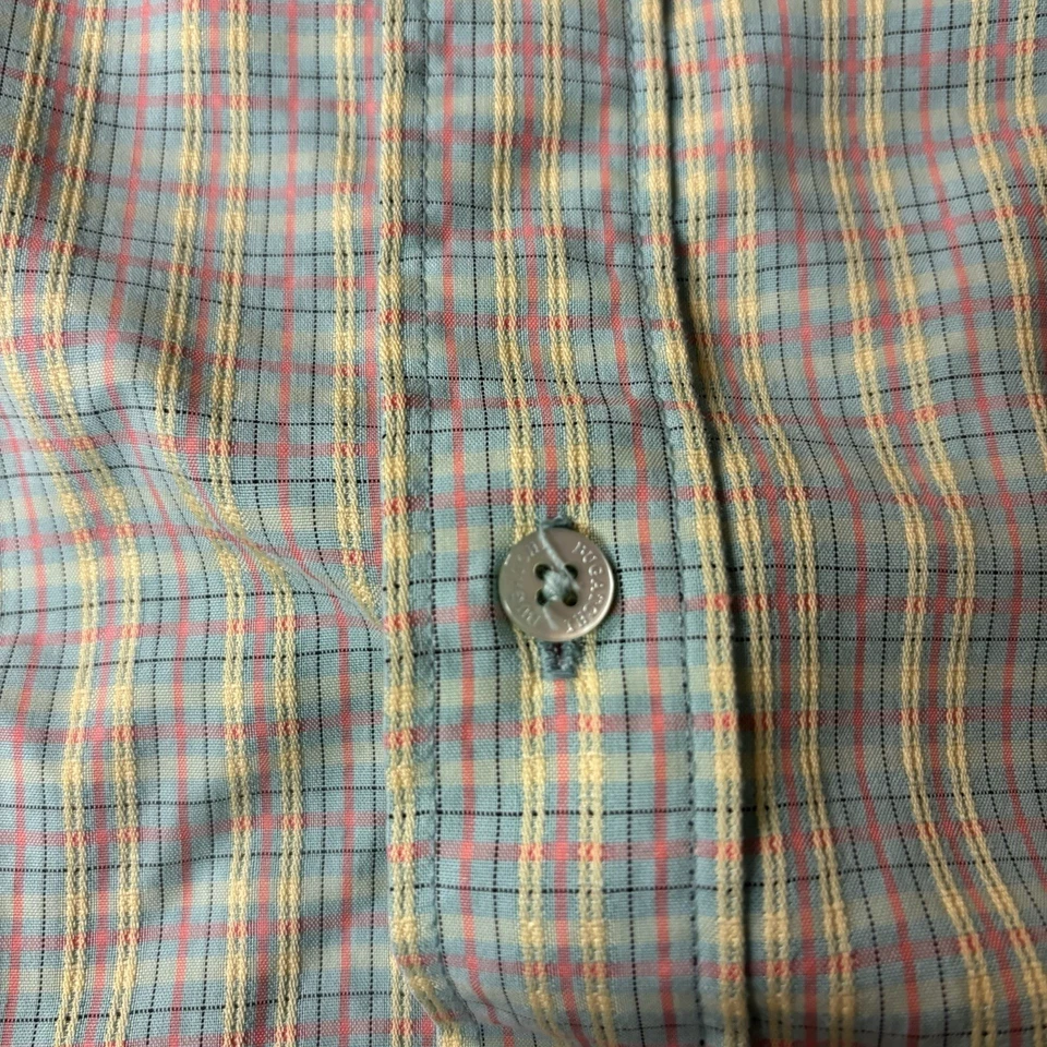 Camisa Bugatchi Uomo Para Hombre A Cuadros Manga Corta Abotonada Informal Verde Rosa Amarillo Foto 3 de 4