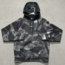 Nike Sweatshirt Mens Small Gray Cascade Brushstroke Camo Therma Fit Hoodie EUC