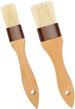 2 Pcs Pastry Brush, Natural Bristle Basting Brush, Beech Wooden Handle Basting