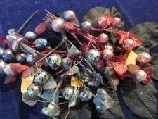 Vtg Millinery Fruit Collection Red Blue Plum Glass 1/2-1" Berry Cherry H5316