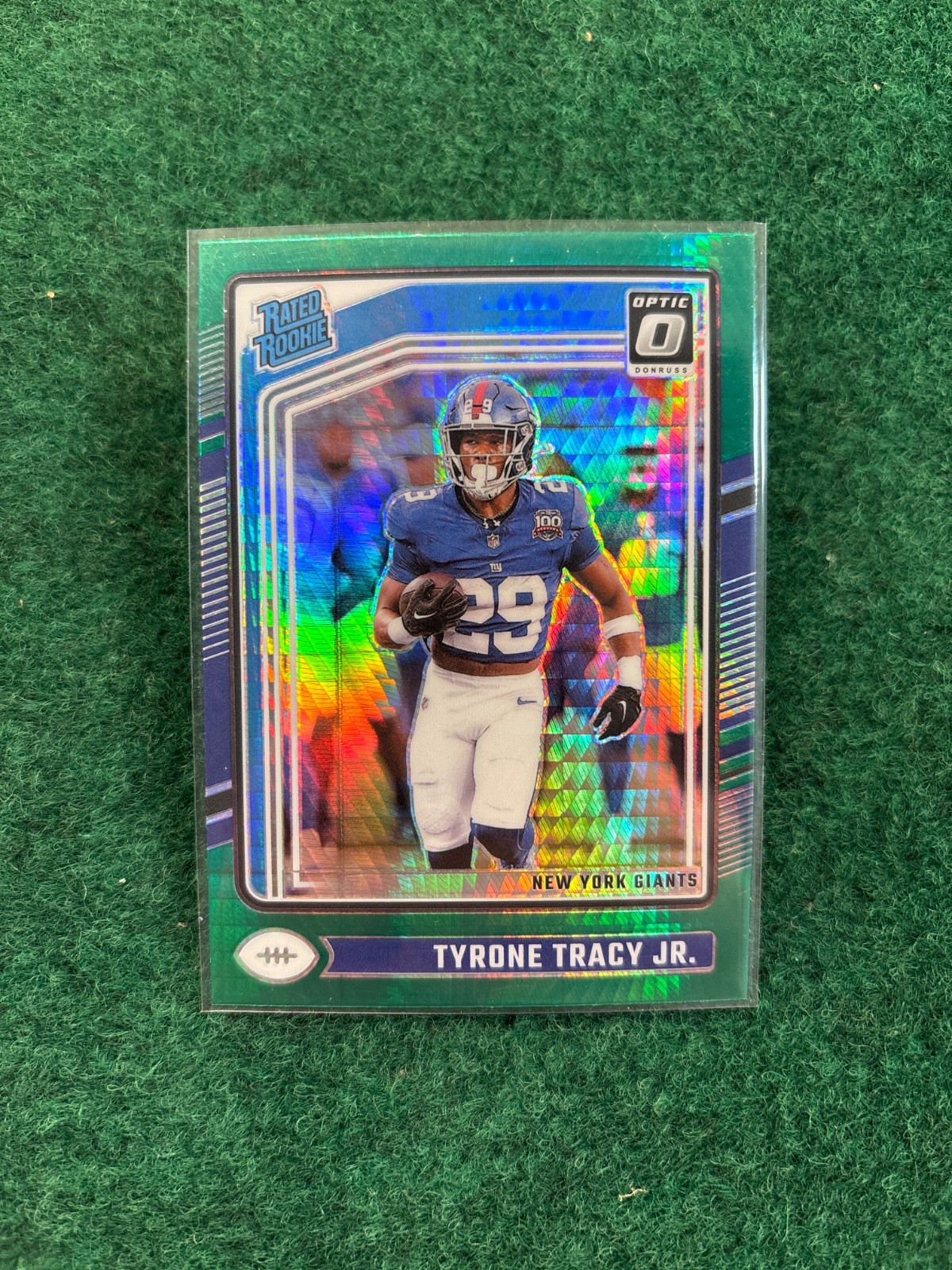 2024 Panini Donruss Optic - Rated Rookie Tyrone Tracy Jr. #259 Green Hyper Prizm