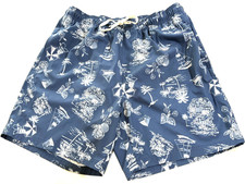 Old Navy Men s Sz L Palm Tree Lined Swim Trunks Blue White Tropical Beach Shorts