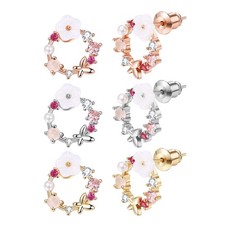 Women Sakura Butterfly Earrings RhinestoneDangle Drop Birthday Anniversary Gift