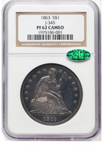 1863 Pattern J-345 S$1 NGC PR62CAM