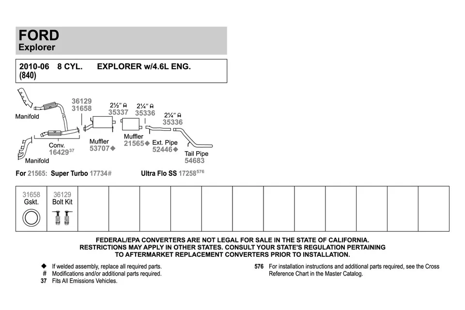 For Ford Explorer 2006-2010 Walker Aluminized Steel Exhaust Extension Pipe - Imagem 2 de 4