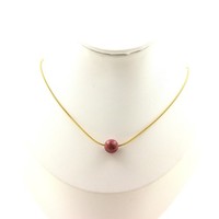 Halskette 1 Perle Rhodonit 8 Mm Kette Stahl Golden Edelstahl