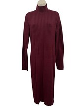 Fashion Nova Taryn Midi Sweater Dress Plus Size 2X Burgundy Ribbed Turtleneck