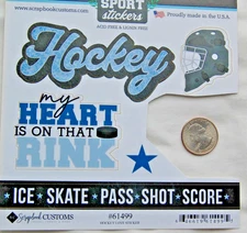 Scrapbook Customs sport stickers HOCKEY mask puck heart  **INCOMPLETE