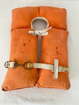 Vintage Orange Kapok Filled Buoyant Life Vest - Wallace MFG Boston MA