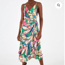 Farm Rio Rainbow Banana Wrap Maxi Dress Womens XL Viscose Strappy Lined