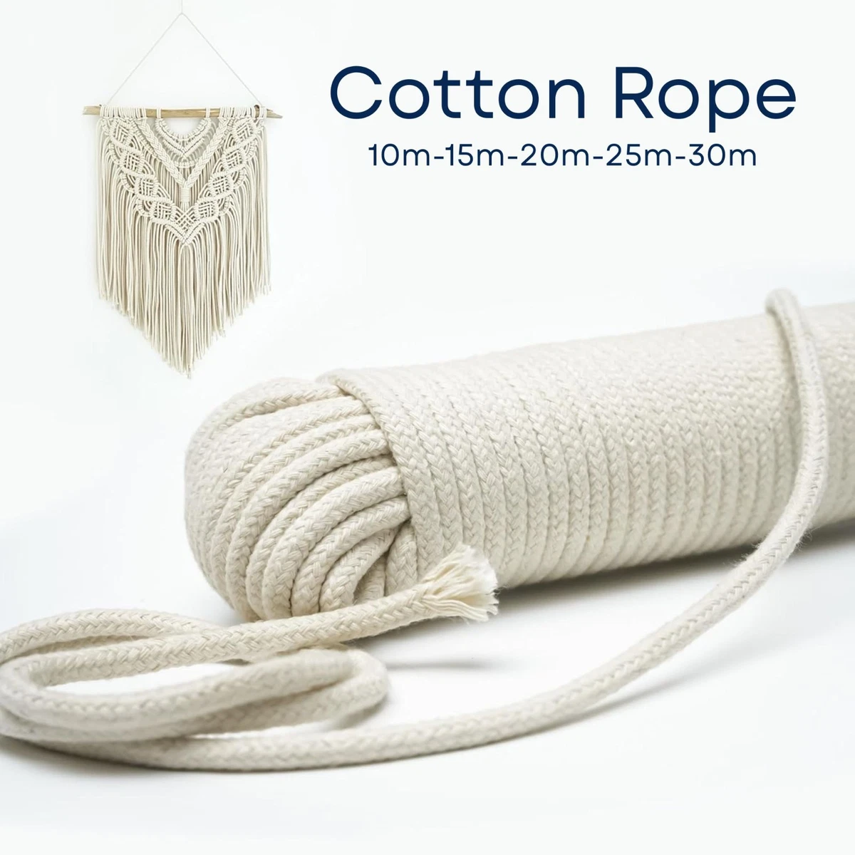 Corde En Coton Beige Semptec 10mm X 31m - Idéale Pour Bricolage, Décoration, Macramé