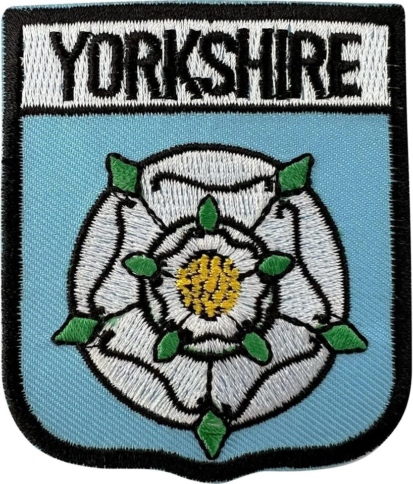 Yorkshire Patch Iron Sew On White Rose County Flag UK England Embroidered Badge