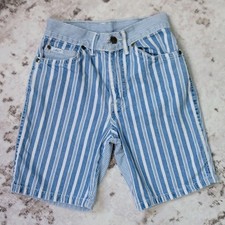 VTG 90s Chic Kids Denim Shorts Striped Floral Pocket Size 10 Reg Y2K Streetwear