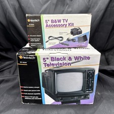 Vintage Newtech BT-0550 5" Portable Analog TV Television AM/FM Radio W/Extras