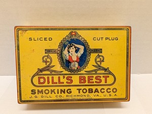 Antique Dill's Best Sliced Tobacco Tin Richmond VA Litho Figural