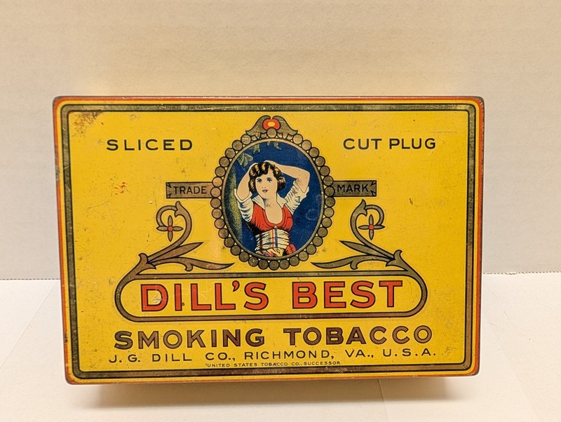 Antique Dill's Best Sliced Tobacco Tin Richmond VA Litho Figural