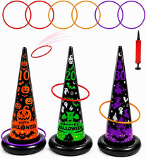 10PCS Halloween Games Inflatable Witch Hat Ring Toss Game, Halloween Games Party