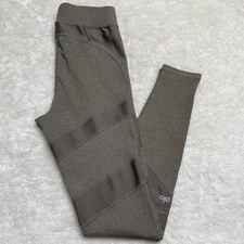Alo Women's Dark Green Mid-Rise Full Length Leggings Size Small