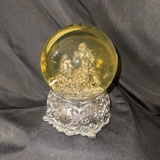 VTG. Unique Nativity Scene Christmas Ornament Musical Snow Globe 6&rdquo; High (works)
