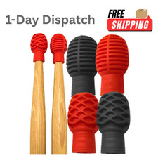 Drumstick Dampeners Silicone Tips 4 Pack for Quiet Drumming Practice Red  Black