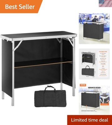 Sturdy Portable Exhibition Counter with Elegant Black Skirt for Showcasing