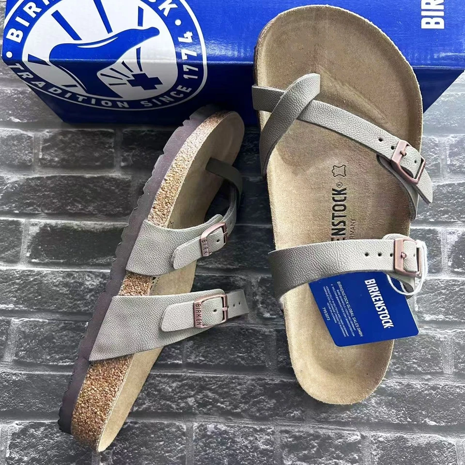NUEVAS Sandalias para Mujer Birkenstock Mayari Stone Birkibuc Plantilla de Corcho Anchas 37-41 Foto 4 de 4