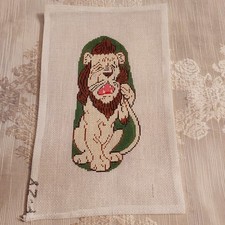 Vintage Cowardly Lion Motif Needlepoint Canvas Lovely Item