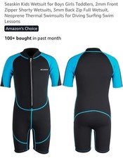 Seaskin Kids Shorty Wetsuit-Neoprene/Nylon-Boys Size 10-Blue/Blk-NEWOUTOFPKG