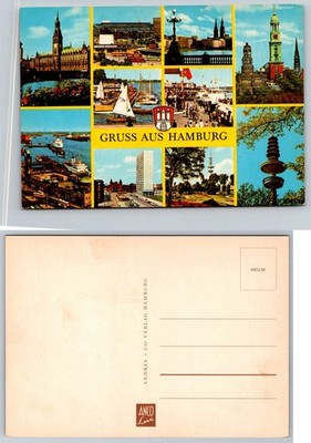 Vintage GRUSS AUS HAMBURG Multi-View Postcard Germany Andres Verlag ANCO Lux