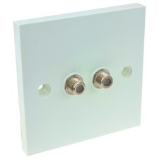 Dual F Type Socket Faceplate for Sky+/SkyHD Satellite 2 Port Coupler White Face