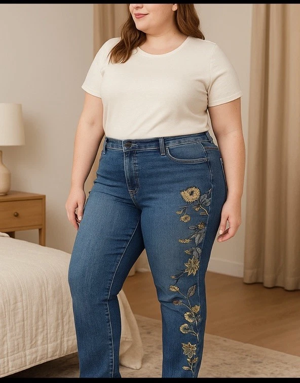 Pantalones de mezclilla al tobillo Chicos So Slimming Girlfriend bordado pesado artesanal boho 3,5 (18) Foto 2 de 4