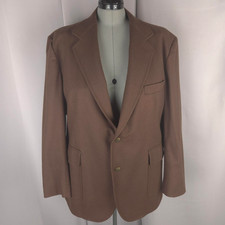 Pendleton Blazer Jacket Mens 46 Brown Wool Gold Crest Buttons Made USA Classic