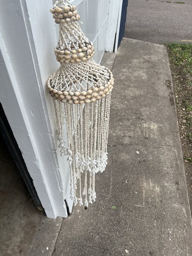 Vintage 46" Hanging Spiral Beach Sea Shell Wind Chimes Mobile Boho Decor READ